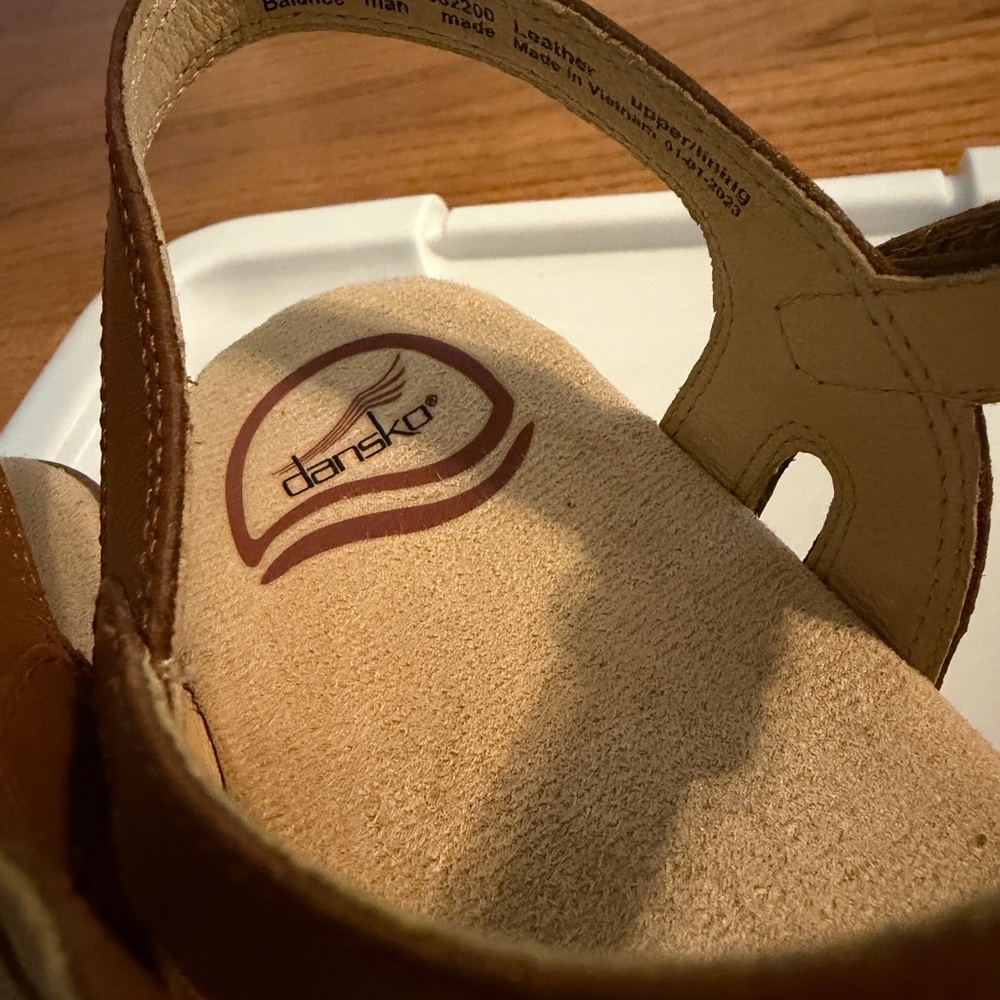 Dansko Brown Leather Crisscross Slingback Sandals - Picture 2 of 4